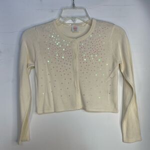 5 for $25🔥Wonder Nation Sequined Cream Cardigan Sweater Medium (7-8)
